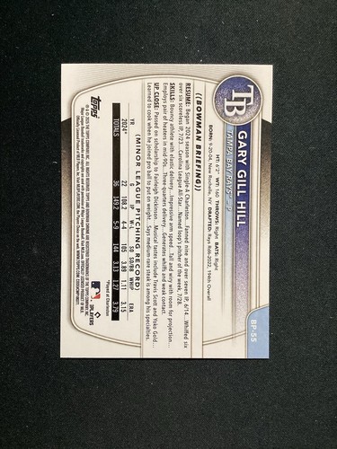 2025 Bowman Gary Gill Hill 1st Bowman #BP-55 Tampa Bay Rays - Picture 2 of 2