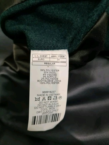 Moss Bros Single Breasted Slim Fit Overcoat Green uk 44R eu 54 - Picture 6 of 9
