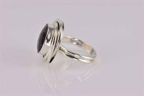 Anillo con banda de bisel de cuarzo ahumado de triple bucle de cuarzo Nicky Butler talla 925 - Imagen 5 de 7