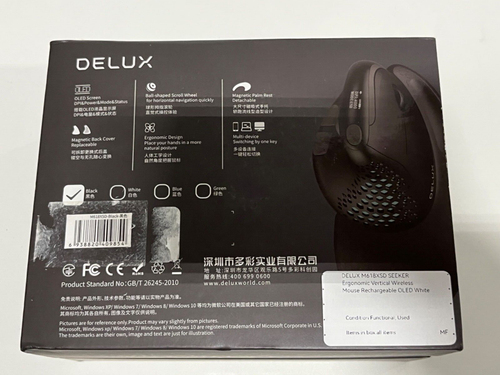 Delux Seeker M618XSD Vertical Mouse Rechargeable USB/Bluetooth OLED - Picture 5 of 5