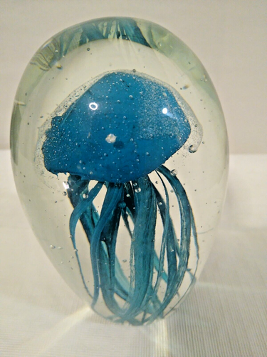 Pisapapeles Art Glass 5 pulgadas x 3 in medusas azules. - Imagen 3 de 7
