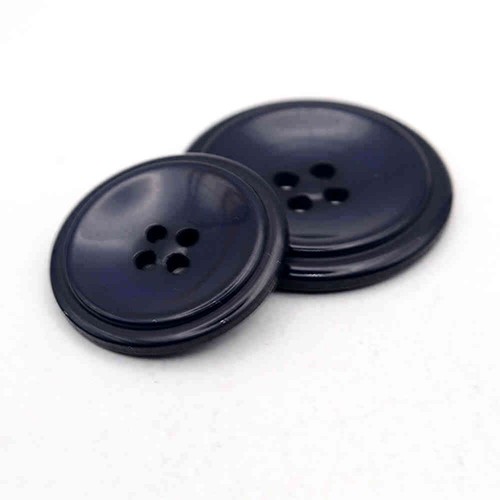 NAVY BLUE DOUBLE RIM 4 HOLE COAT BUTTONS Sizes 18mm 23mm 28mm and 34mm - Picture 1 of 2