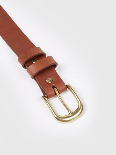 Simple&Raw Heavy Duty Cowhide Leather Belts with Solid Brass Buckle - Picture 3 of 12
