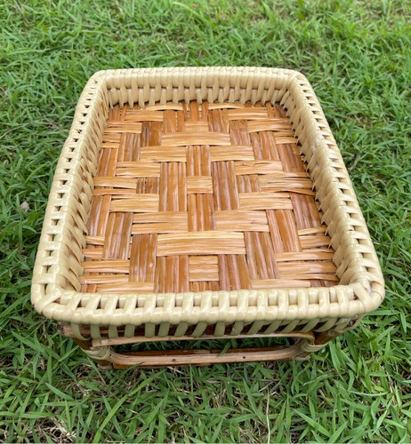 Vintage Stil Thai Handwerk Khantok Rattan Tisch rechteckig Form Essen Deck - Bild 21 von 48