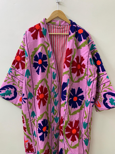 Kimono Suzani in cotone ricamato hippie | accappatoio | kimono ricamato a mano - Foto 2 di 3