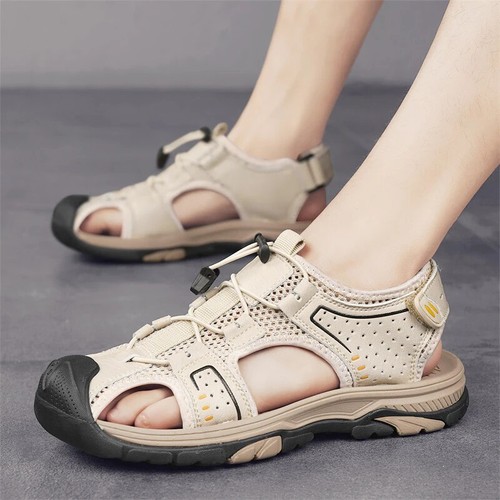 Antiskid Outdoor Trekking Casual Beach Shoe Summer Men's Leather Sandals Loafers - Picture 15 of 25