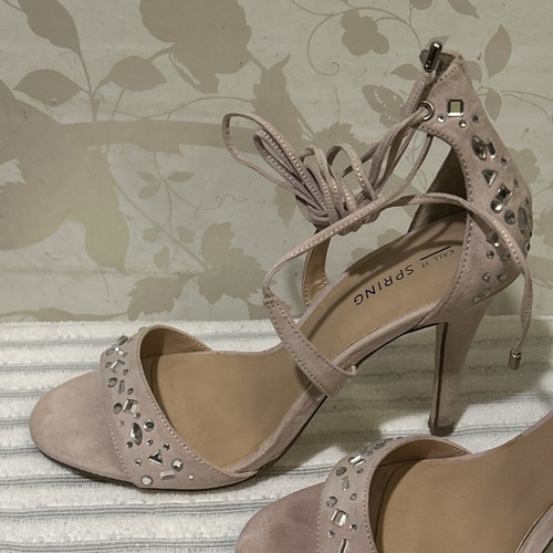 Call It Spring High Heel Sandal Shoes Women’s Pale Pink Ankle Lace UK Size 5 - Picture 13 of 19