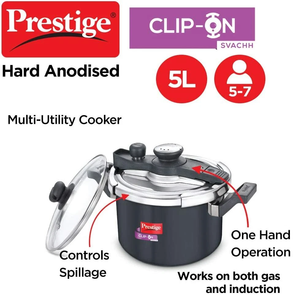 Prestige Svachh Clip on 5 Litre Hard Anodised Pressure cooker eBay