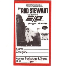 ROD STEWART & ELO & FEARGAL SHARKEY Concert Ticket Backstage Pass 7/5/86 LONDON