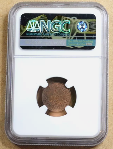 India British 1901-C 1/12A ANNA Copper Coin NGC MS63 BN - Picture 3 of 5