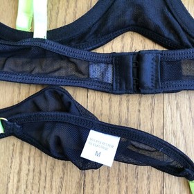 New sexy lingerie bra thong set neon Green caged  straps black Medium