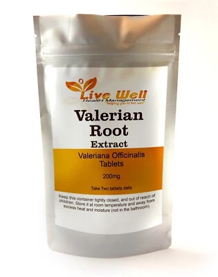 LIVE WELL HEALTH MANAGEMENT Valerian Root Extract 200mg Tablets, 300 pack-UK made- Vegan- Time to rest.