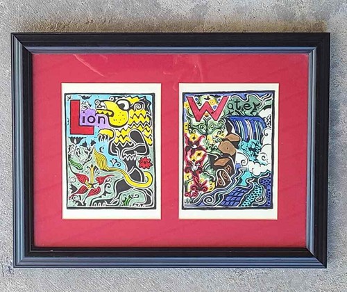 Water Color Framed Picture Water and Lion Print? Abstract, Impressionist - Picture 12 of 12