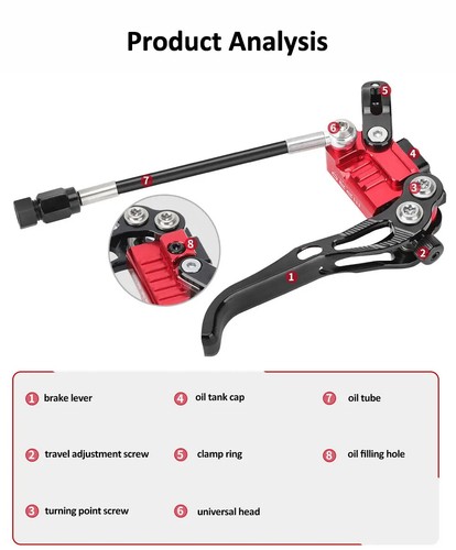 MTB Bike Oil Brake Caliper & Lever 4-Piston Bicycle Hydraulic Disc Brake Sets - Picture 10 of 22