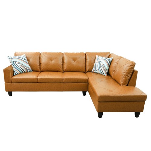 Faux Leather L Shaped Sectional Sofa Bed Couch with Ottoman Reversible Chaise US - Picture 11 of 21