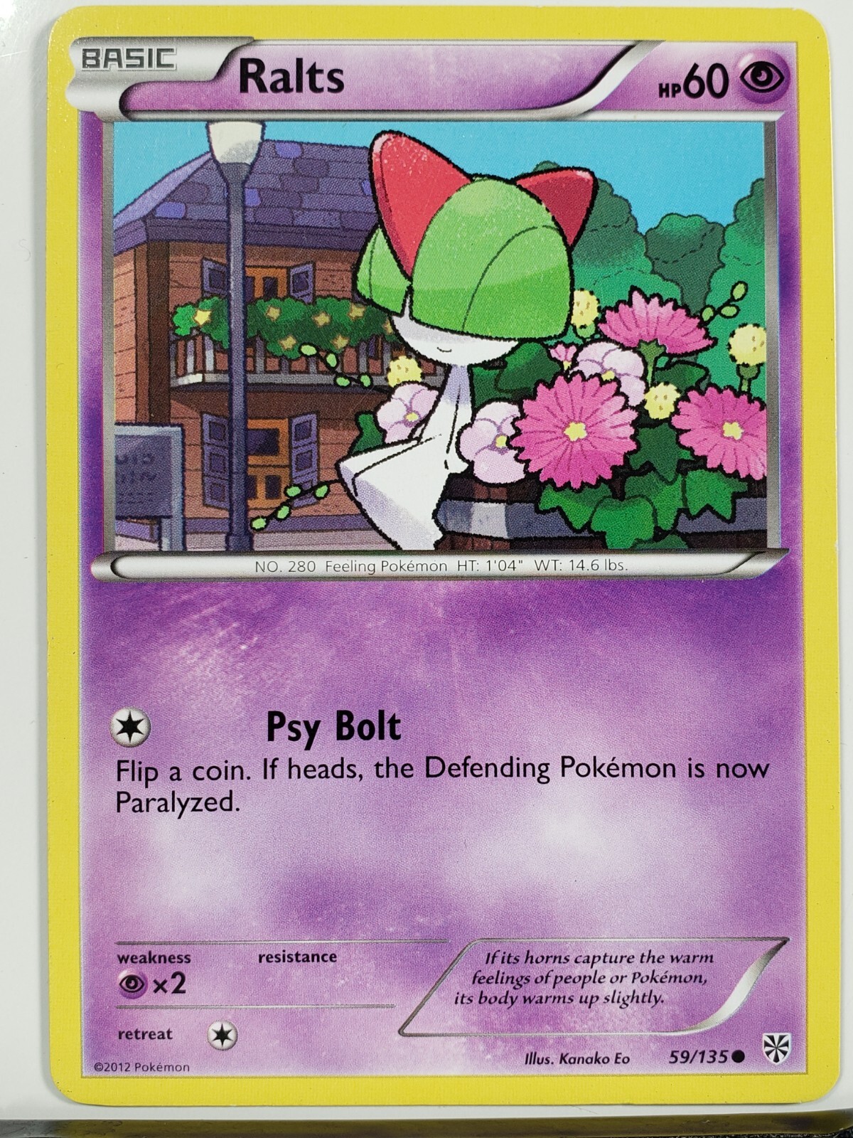 Ralts 59/135 LP / VLP - Plasma Storm Black White Pokemon Card - Kanako Eo Art