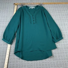 Collective Concepts Women's Green Button Detail Long Sleeve Shirt Size Medium