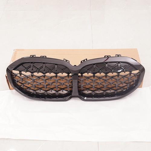 FOR BMW 1 SERIES F40 2019+ GLOSS BLACK DIAMOND STYLE M SPORT KIDNEY GRILLS GRILL - Picture 2 of 10