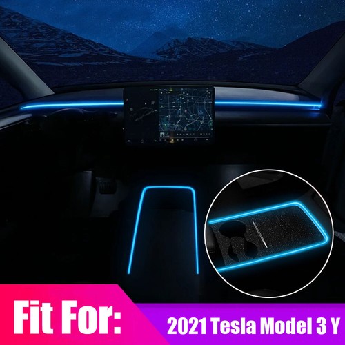 Car Neon Light Center Console Dashboard Light Ambient Lights For Tesla Model 3 Y - Picture 3 of 12