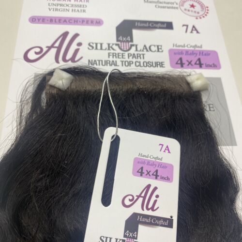 Ali CIERRE DE ENCAJE DE SEDA_4"X4"_con_BEBÉ_PELO PIÑA ONDA_14"_#NEGRO NATURAL - Imagen 3 de 4