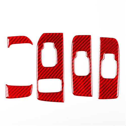 Interruptor de elevación de ventana para Hummer H3 2006-2010 botón panel cubierta rojo fibra de carbono × 5 - Imagen 2 de 15