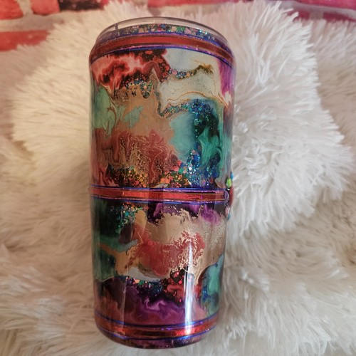 Handcrafted Tumbler Swirls of Color Glitter and Glow 20oz - Picture 3 of 5