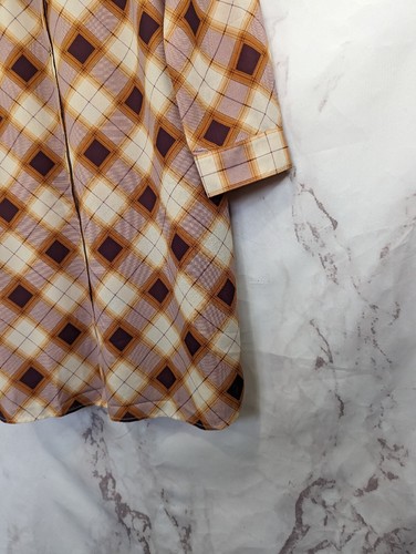 Prana Dress Women XL Flint Plaid Maxi Shirt Long Button Cover Up Sheer Umber $99 - Picture 4 of 17
