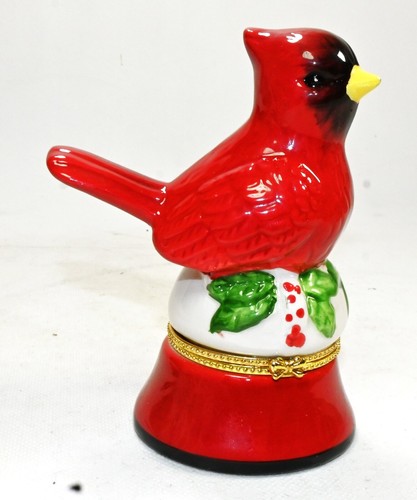 Lindo regalo vintage para amante de los pájaros - caja de anillo pequeño cardenal de los años 90 - Imagen 2 de 6