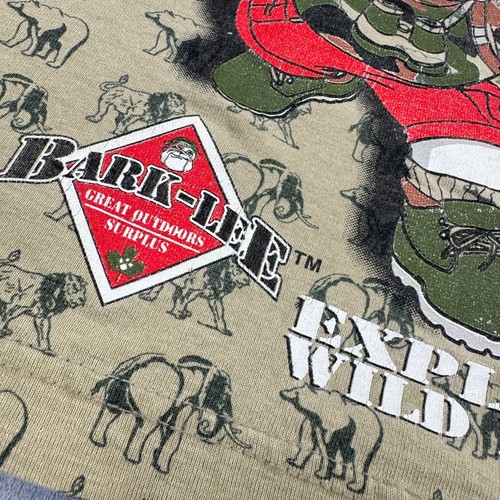 VINTAGE Bark Tee Shirt Boys 4 Green Camo Graphic Tee Surplus Wildlife Safari 90s - Picture 11 of 12