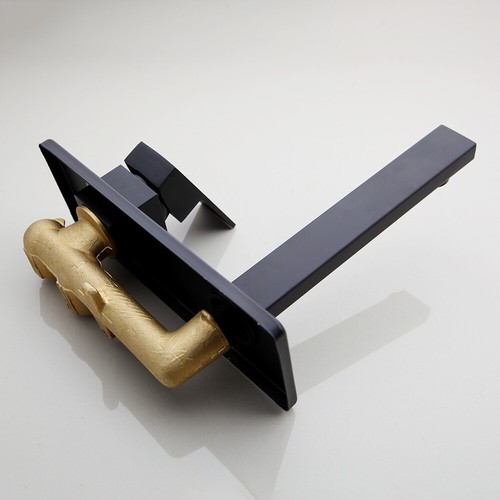 Grifo mezclador fregadero lavabo negro mate montaje en pared grifos de latón de una sola manija - Imagen 6 de 10
