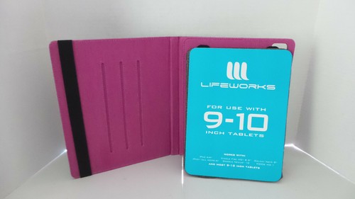Lifeworks Slate Universal Folio Case for 9-10 inch tablets Heather Gray/Pink NEW - Picture 5 of 6