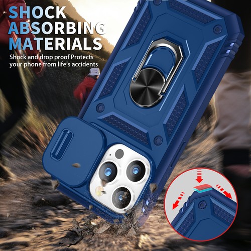 Funda protectora con soporte para cámara deslizante a prueba de golpes para iPhone 15 14 13 12 11 Pro - Imagen 81 de 112
