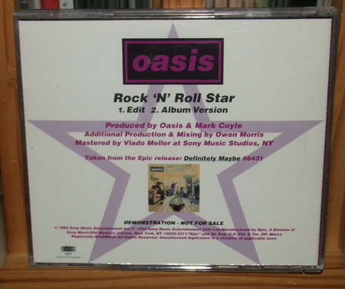 OASIS ROCK -N- ROLL STAR 2 TRACK PROMO CD SINGLE DEFINITELY MAYBE - Picture 2 of 7