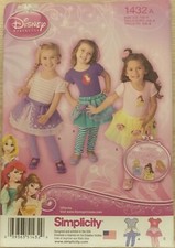 Disney Princess Simplicity Pattern 1432A Tutus Knit Top Leggings Size 1/2 - 4T