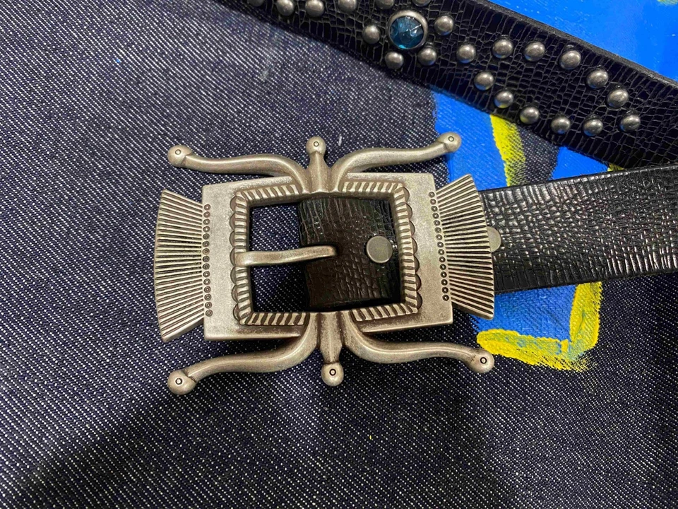 Raro Cinturón de Cuero Ralph Lauren Azul Cabujón Western talla 36 Foto 2 de 4