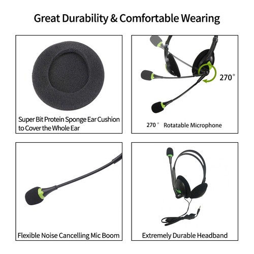 USB Headset with Microphone Computer Headphones for Laptop PC Call Center Work - Picture 9 of 23