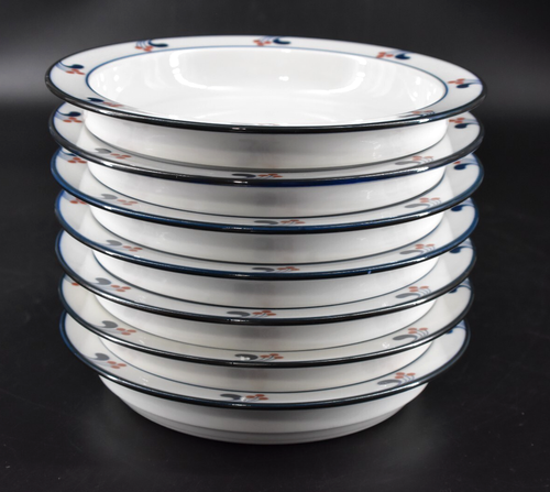 Dansk Bistro MARIBO Rimmed Soup Salad Bowls Set of 7 Red Blue Vintage 7 7/8" - Picture 5 of 11