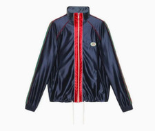 Sz XS - Men's Gucci Shiny Jersey Jacket With Web Blue