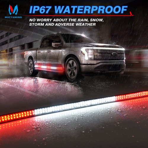 2Pcs 71" Flexible Car LED Hood Lights White+Red Daytime Running Light Strips Kit - Picture 6 of 22