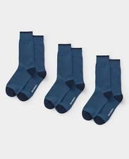 Savile Row Company Men's Combed Cotton-Blend Dress Blue Mix Socks - Pack of 3