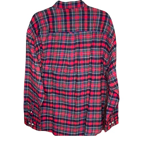 New w Tag SUN RIVER MENS CLASSIC Plaid RED/BLK Flannel Shirt Sz L Long Sleeve - Picture 3 of 3