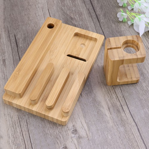 Charging Station Stand Wooden Dock Bamboo Bracket Desk Holder for Watch - 第 9/12 張圖片