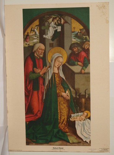 School Wall Art Painting Nativity 64x92cm 1949 Bartholomew Time Blom c.1516 - Picture 2 of 2