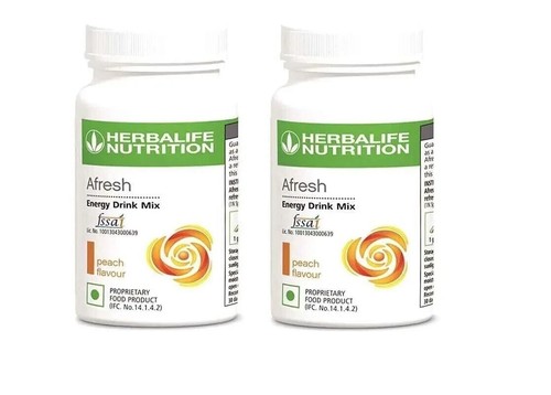 2 Bottles of Herbalife Afresh Energy Drink Mix Peach Flavour 50gm Each - Picture 5 of 12