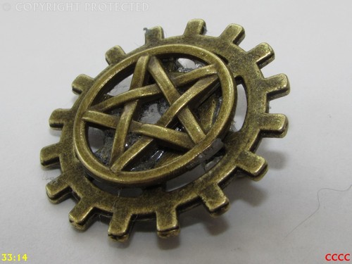 Steampunk Brosche Anstecker Pin Zahnrad Zahnrad Pentagramm Pentagramm Wicca Pagan - Bild 3 von 3