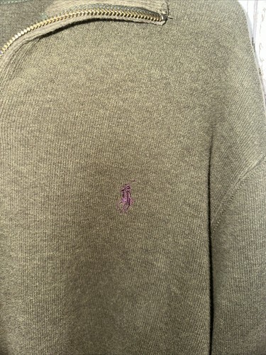 Polo Ralph Lauren Sweater Men Medium Green Long Sleeve Pullover 1/4 Zip Shirt - Picture 4 of 5