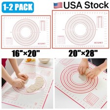 2PACK Large Silicone Baking Mat Super Thick Non-stick Cake Pad Dough Rolling Mat