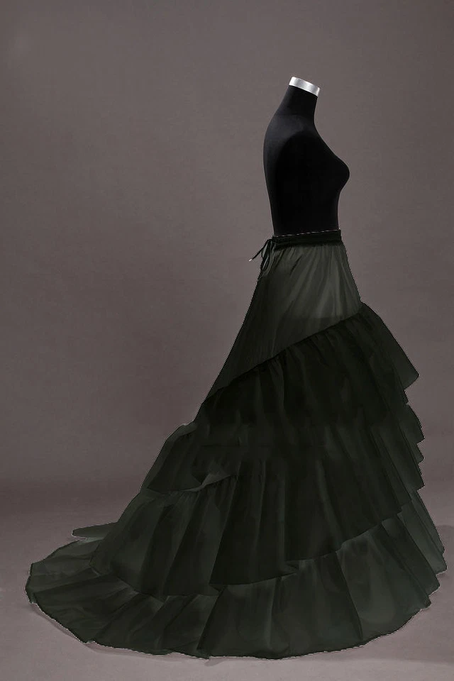 Vestido de baile de boda de tren multicapa de 3 aros enaguas de crinolina graduación novia sin cordones Foto 4 de 4