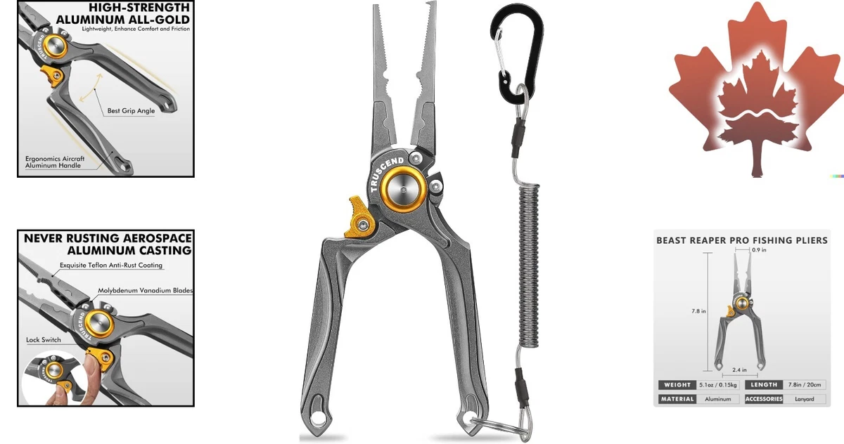 Durable Multi-Functional Fishing Pliers - Saltwater with Mo-V Blade Cutter