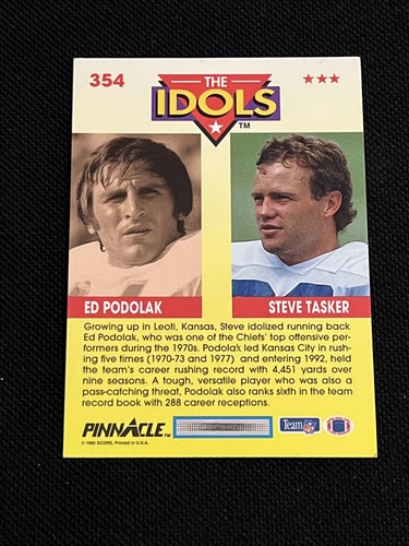 STEVE TASKER & ED PODOLAK 1992 PINNACLE THE IDOLS SIGNED AUTOGRAPHED CARD - Picture 2 of 2